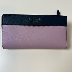 Kate Spade New York Staci colorblock large slim bifold wallet Lavender & Navy